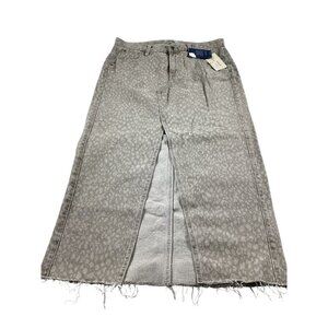 Universal Thread Womens Midi Skirt Size 10 Leopard Print Frayed Hem NWT Relaxed